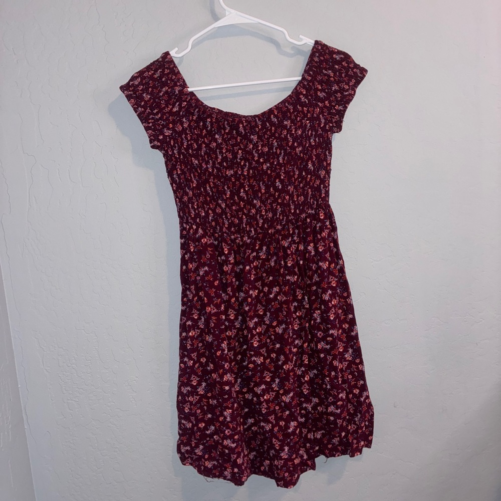 Iris Floral Dress in Burgundy and Pink